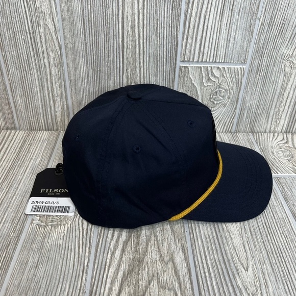 FILSON Men's Rope Trucker Navy Blue Anchor Nautical Patch Snapback Hat Cap NEW - Picture 3 of 7